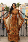 Orange Burnt The Glow Thoub Palestinian Featuring Wide Sleeve
