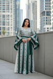 Front Green Embroidery Elegant Palestinian Dress