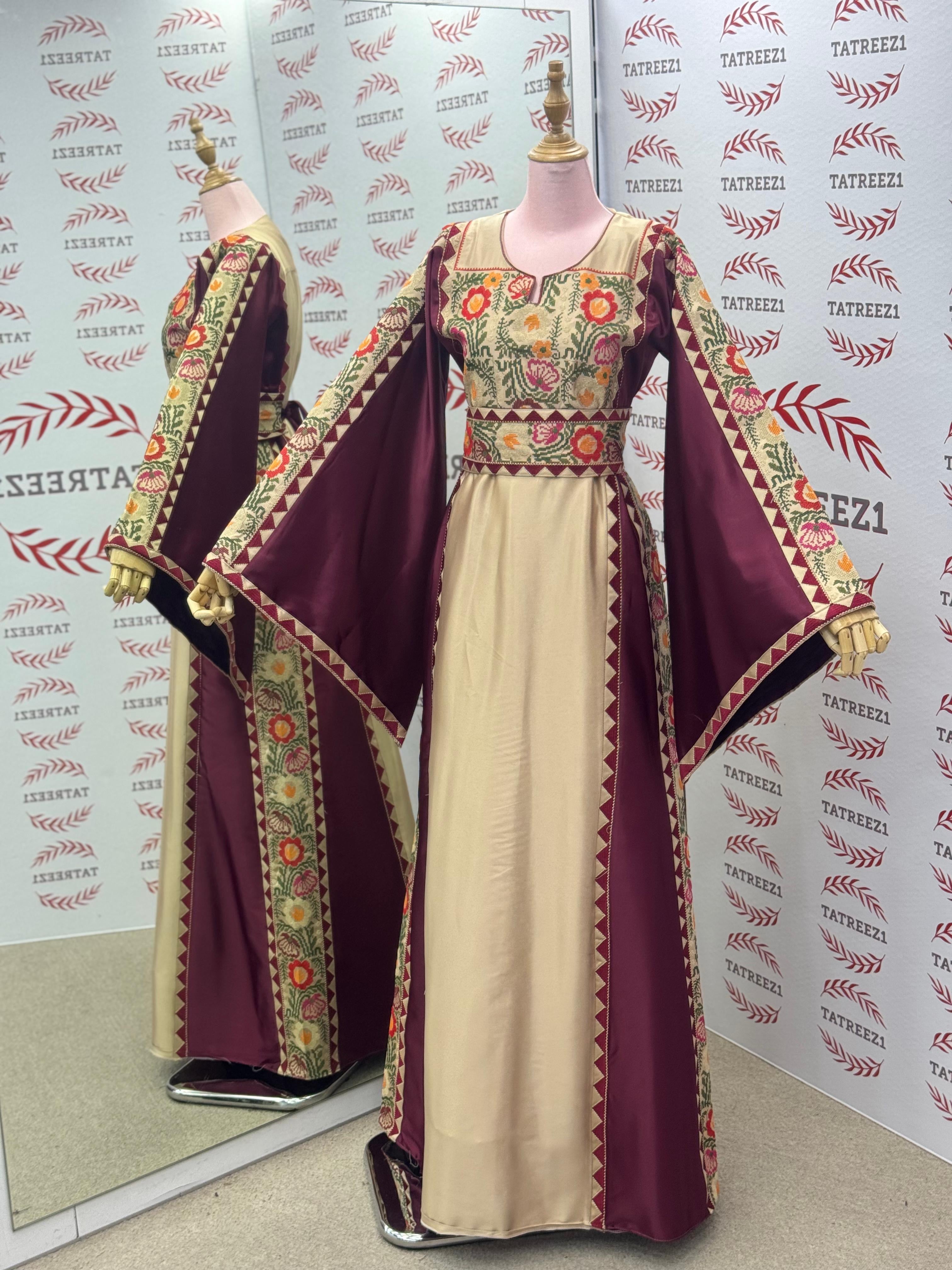 Beige A Simple Elegant Embroidered Dress