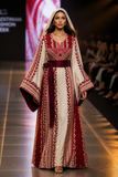 Crimson Vine Thobe Set – Includes Matching Shawl & Double-Sided Belt