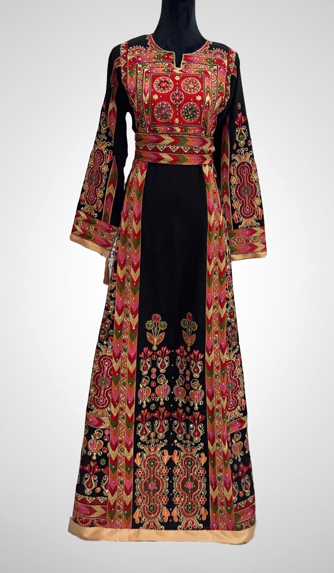 Stunning Multicolored Embroidered Palestinian Fellahi Thobe