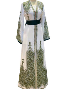 Green Embroidery Come With 2 Pieces Moroccan Style Embroidery stoned caftan