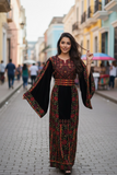 Velvet Midnight Bloomed Elegant  Embroidered Palestinian Thobe