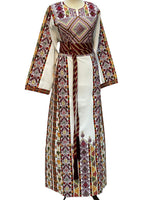 Charger l&#39;image dans la galerie, Beige Shade Traditional Embroidered Palestinian Fellahi Thobe
