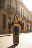 Dark Blue Palestinian Fellahi Thobe with Traditional Embroidery