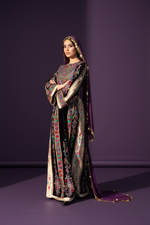 Load image into Gallery viewer, Purple Velvet Malacca Embroidered Palestinian Fellahi Thobe
