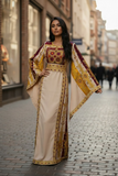 Golden Threads Beige Twilight Traditional Thobe with Wide Sleeves