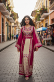Pink thoub Embroidered Palestinian Fellahi Thobe With Belt
