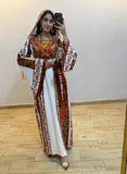 White Shade Traditional Embroidered Palestinian Fellahi Thobe