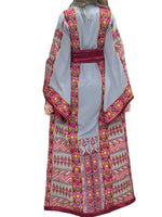 Load image into Gallery viewer, Gray Thobe Embroidered Palestinian With Embroidery Belt
