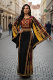 Golden Threads Black Twilight Traditional Thobe with Wide Sleeves