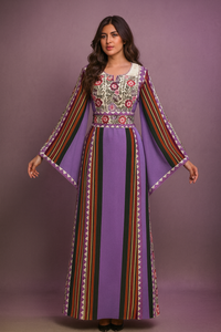 Purple Majdalway Embroidered Palestinian Fellahi Thobe