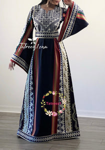 Majdalway Navy Embroidered Palestinian Fellahi Thobe