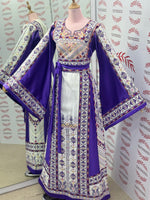Load image into Gallery viewer, Purple Embroidery Traditional Palestinian Thobe Machine Made
