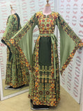 Green Glow Satin Bell Sleeve Thoub