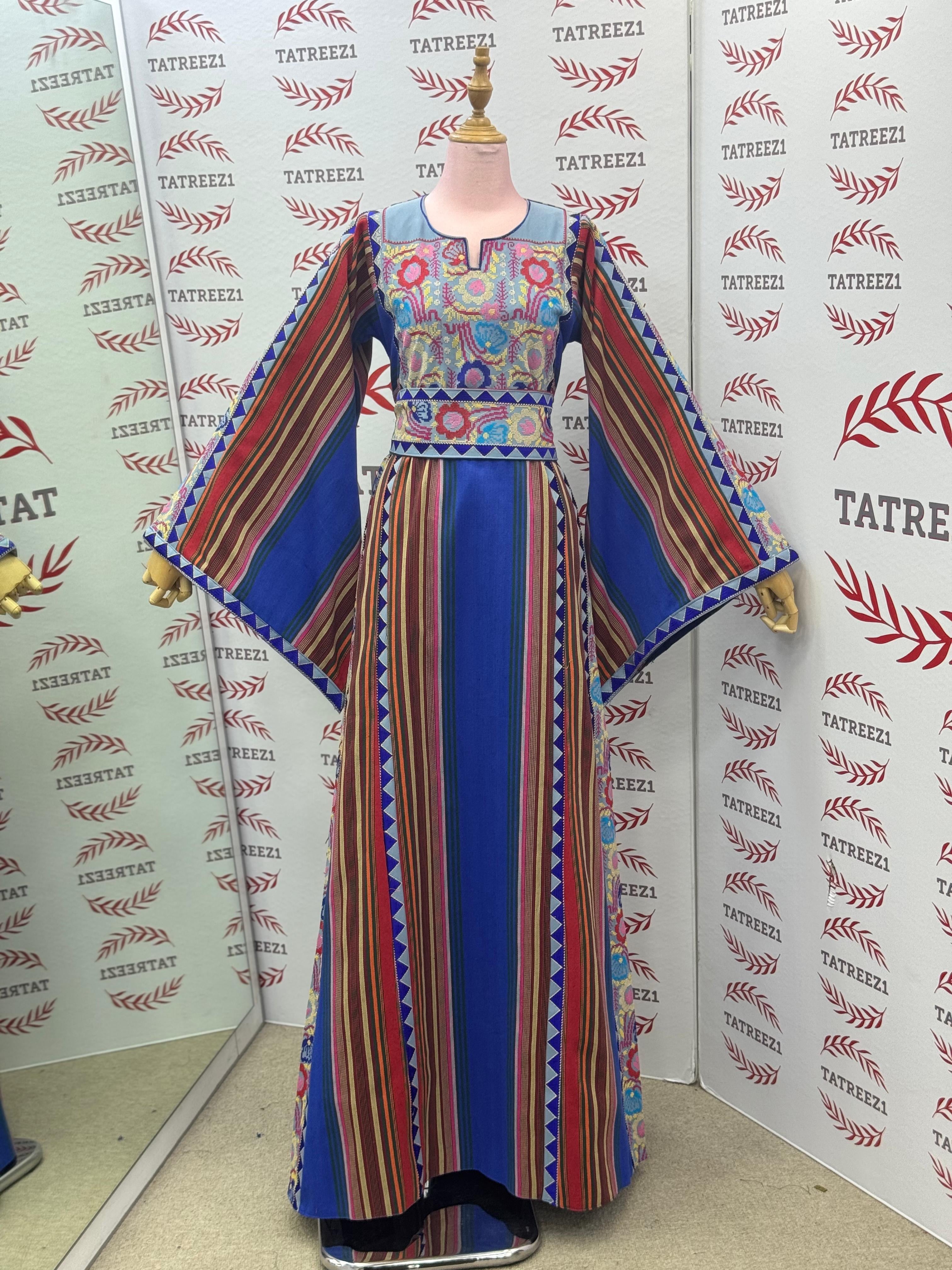 Blue Majdalway Embroidered Palestinian Fellahi Thobe