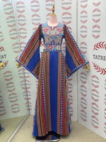 Load image into Gallery viewer, Blue Majdalway Embroidered Palestinian Fellahi Thobe
