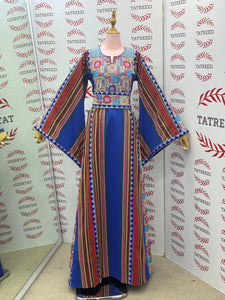 Blue Majdalway Embroidered Palestinian Fellahi Thobe