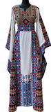 Royal White Embroidery Traditional Palestinian Thobe Machine Made