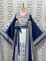 Load image into Gallery viewer, Dark Blue Embroidery Traditional Palestinian Thobe Machine Made
