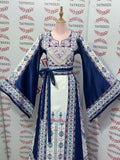 Dark Blue Embroidery Traditional Palestinian Thobe Machine Made