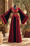 Dark Red Palestinian Thobe Embroidery