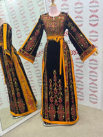 Load image into Gallery viewer, Velvet Malacca  Embroidered Palestinian Fellahi Thobe
