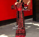 Load image into Gallery viewer, Red Traditional With Reversible Belt Embroidered Palestinian Fellahi Thobe
