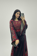 Load image into Gallery viewer, Velvet Gray Simple Elegant Embroidered Dress
