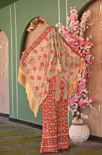 Load image into Gallery viewer, Cappuccino Traditional Embroidered Palestinian Fellahi Thobe with Matching Headpiece
