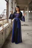 Blue Elegant Embroidered Palestinian Dress