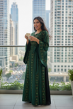 Front  Green Embroidery Elegant Palestinian Dress