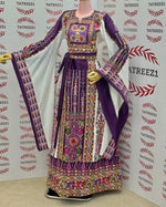 Load image into Gallery viewer, Purple Traditional Palestinian Thobe – Richly Embroidered Elegance
