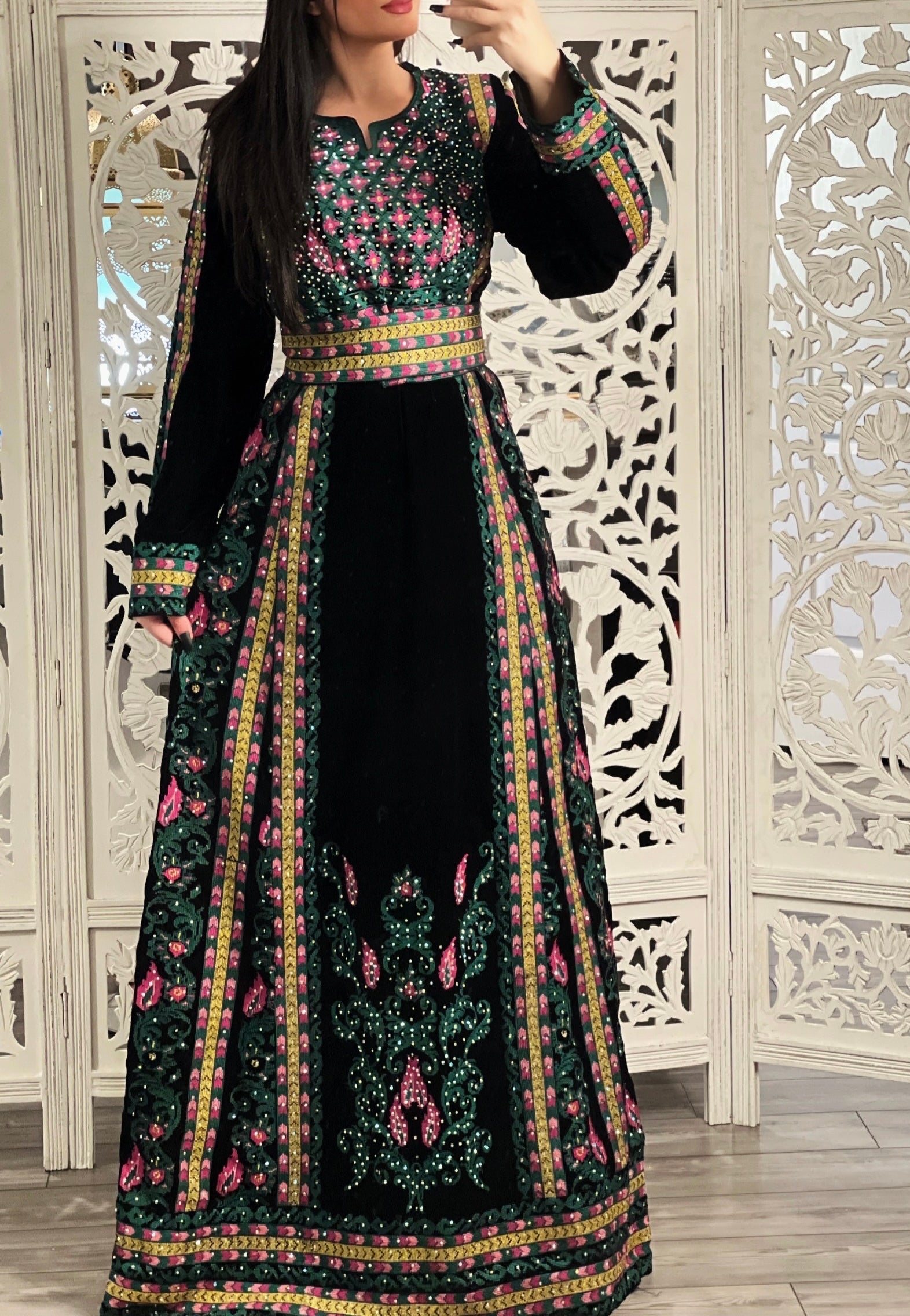 Palstainen Traditional ￼Embroidery Long Thoub Maxi