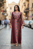 The Maroon Silk Thobe Palestine Thoub