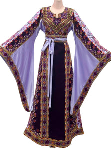 Purple Embroidered Palestinian Thobe