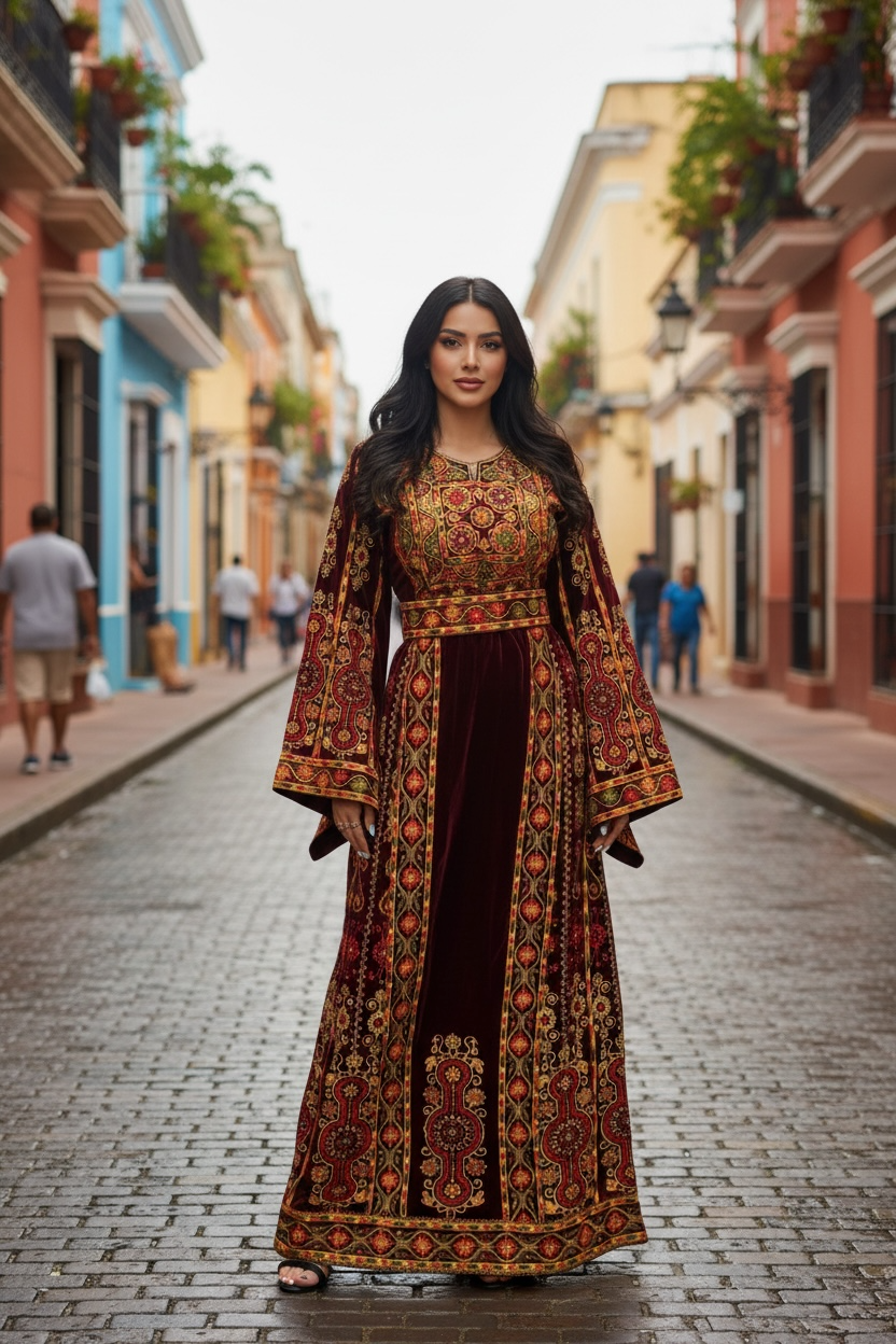 Maroon Velvet Stunning Thoub