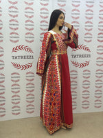 Load image into Gallery viewer, Majdalway Maroon  Embroidered Palestinian Fellahi Thobe
