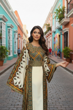 Load image into Gallery viewer, Green Embroidered Palestinian Thobe Wide Sleeves
