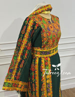 Load image into Gallery viewer, Traditional Palestinian Thobe – Royal Forest Green | Full Set with Headscarf
