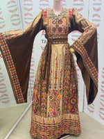 Load image into Gallery viewer, Chocolate and Caramel Embroidery Traditional Palestinian Thobe
