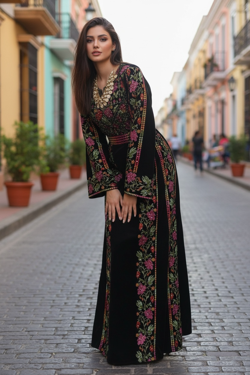 Black Velvet Bloom Stunning Thoub