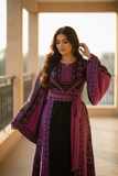Purple Embroidery Silk Fashion Dress