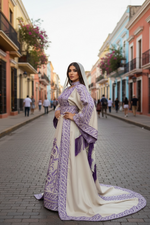 Load image into Gallery viewer, Absolutely Stunning Embroidered Palestinian Fellahi Thobe With Matching Headpiece &amp; overskirt
