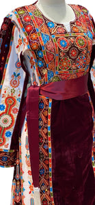 Malacca Thoub Silk Velvet Maroon Embroidery Thoub