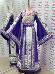Purple Embroidery Traditional Palestinian Thobe Machine Made