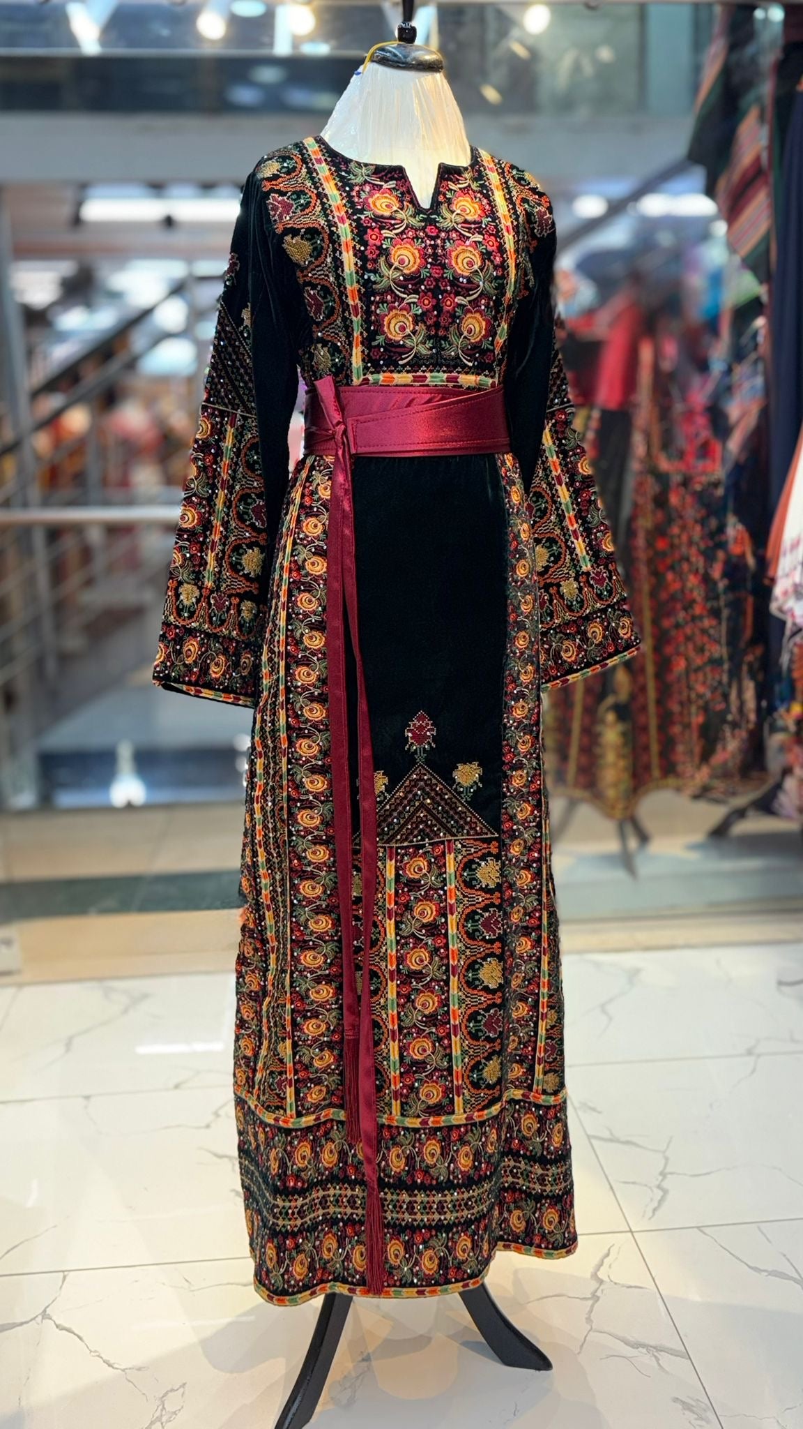 Dark Green Thobe Floral Embroidery