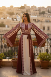 Maroon Embroidery Silk Fashion Dress