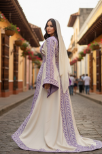 Load image into Gallery viewer, Absolutely Stunning Embroidered Palestinian Fellahi Thobe With Matching Headpiece &amp; overskirt
