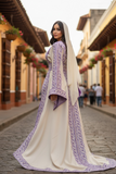 Absolutely Stunning Embroidered Palestinian Fellahi Thobe With Matching Headpiece & overskirt